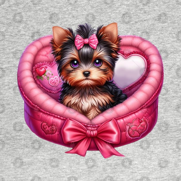 Yorkshire Terrier Dog in Bed by Chromatic Fusion Studio